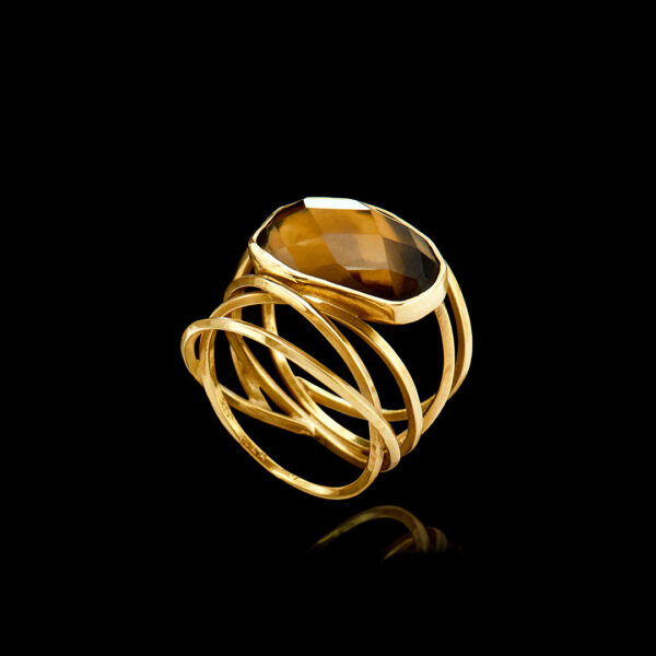 Χειροποίητο δαχτυλίδι σε χρυσό με smoky quartz