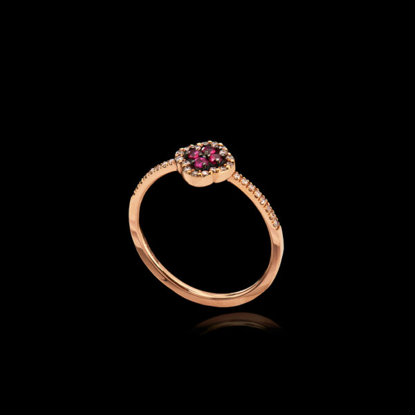 Δαχτυλίδι Ροζ Χρυσό με Ρουμπίνια και Διαμάντια