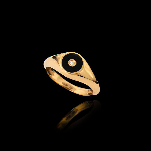 Δαχτυλίδι Σεβαλιέ σε Χρυσό με Σμάλτο και Διαμάντι – DA120N