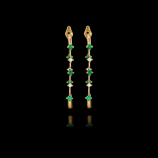 Σκουλαρίκια σε Χρυσό με Σμαράγδια και Διαμάντια - SK177N