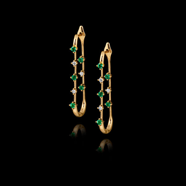 Σκουλαρίκια σε Χρυσό με Σμαράγδια και Διαμάντια - SK177N