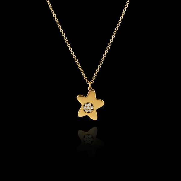 Μενταγιόν Αστέρι σε Χρυσό με Διαμάντια - ΜΕ195Ν
