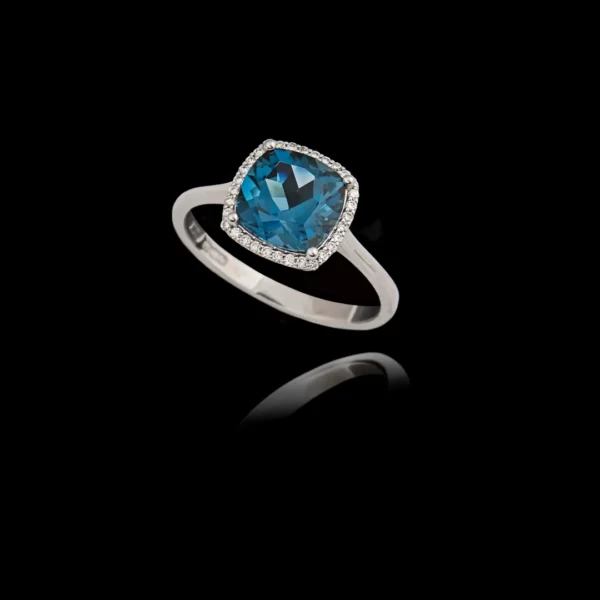 Λευκόχρυσο Δαχτυλίδι Κ18 Μπλε Τοπάζ - DA246N
