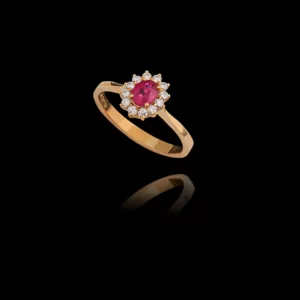 Χρυσό Δαχτυλίδι Ροζέτα Κ18 Ρουμπίνι - DA247N