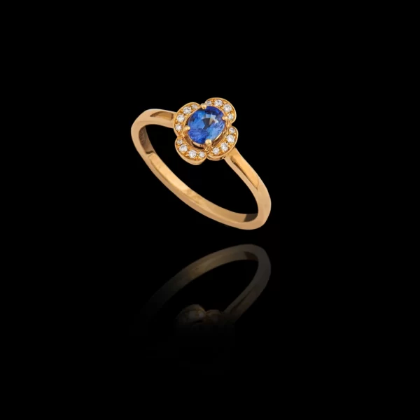 Χρυσό Δαχτυλίδι Ροζέτα Κ18 Ζαφείρι - DA249N