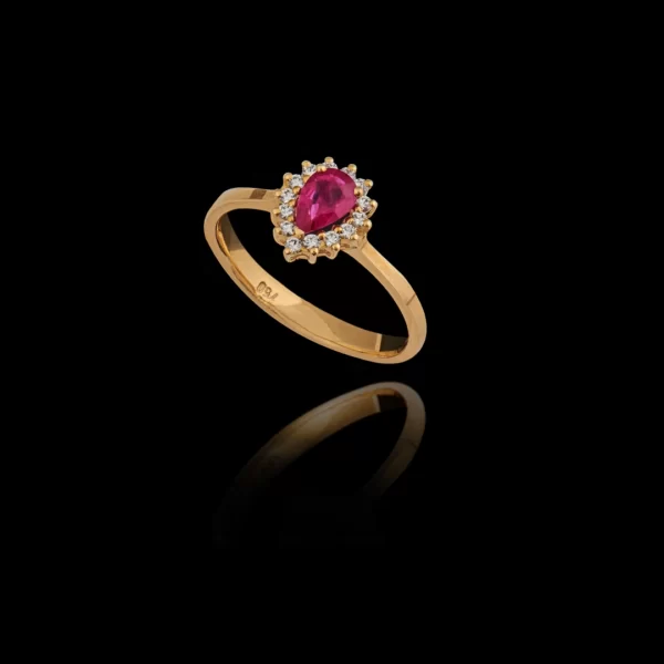 Χρυσό Δαχτυλίδι Ροζέτα Κ18 Ρουμπίνι – DA250N