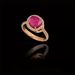 Δαχτυλίδι Ροζ Χρυσός Κ18 με Ρουμπίνι - DA255N
