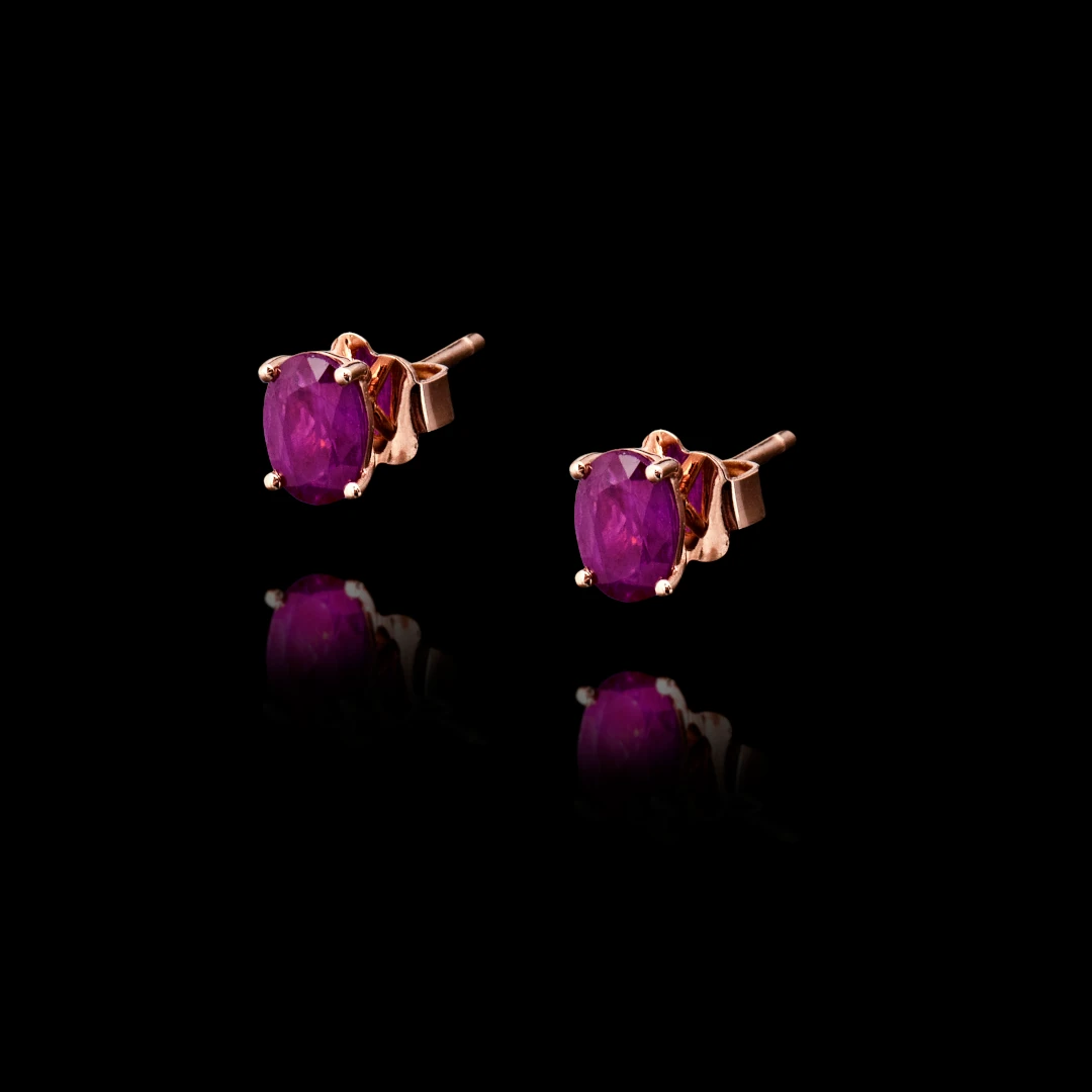 Σκουλαρίκια Ροζ Χρυσό Κ18 με Ρουμπίνια - SK320N