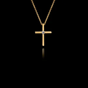 Χρυσός Σταυρός και Αλυσίδα Κ18 με Διαμάντι – ST330N